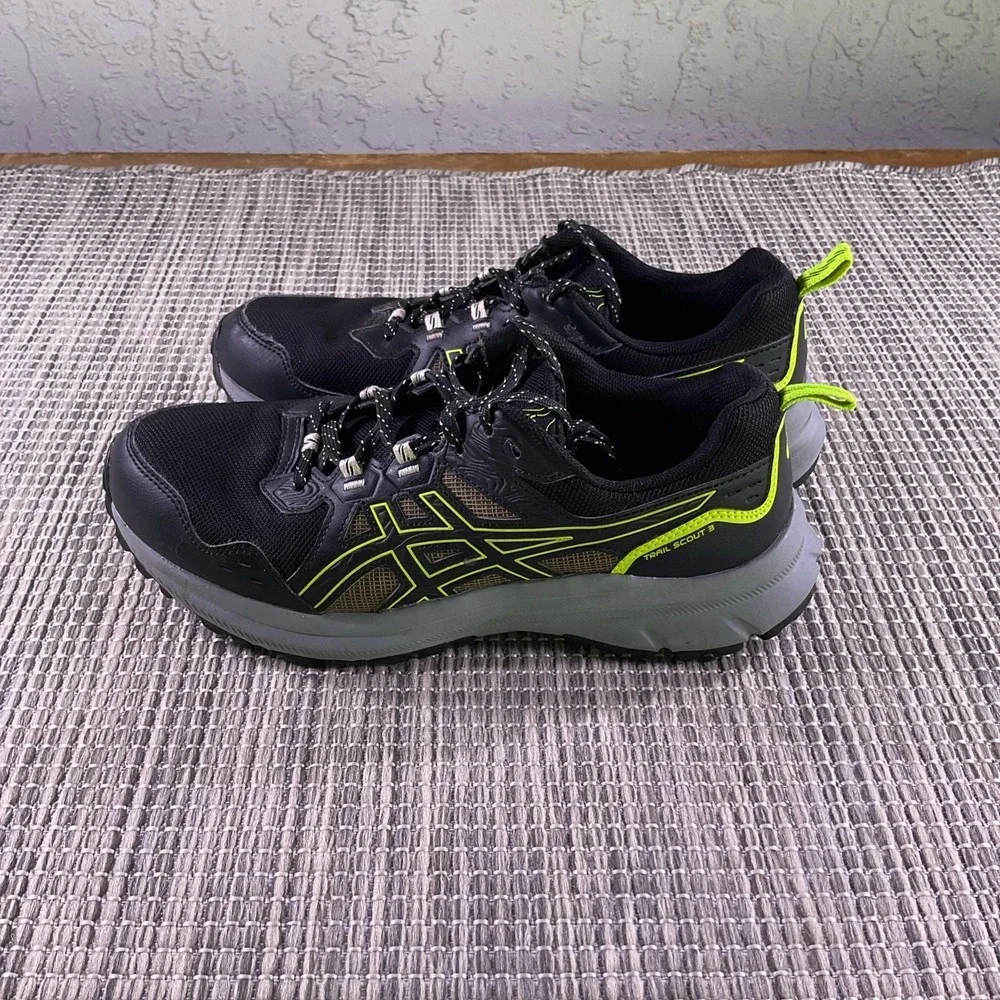 ASICS Trail Scout 3 Mens Running Shoes Black Lime Green 1011B700 Size 9.5